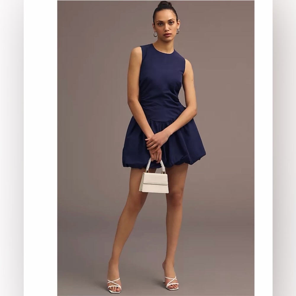 Anthropologie Maeve Cut Out Bubble Hem Dress Navy Blue Size 0